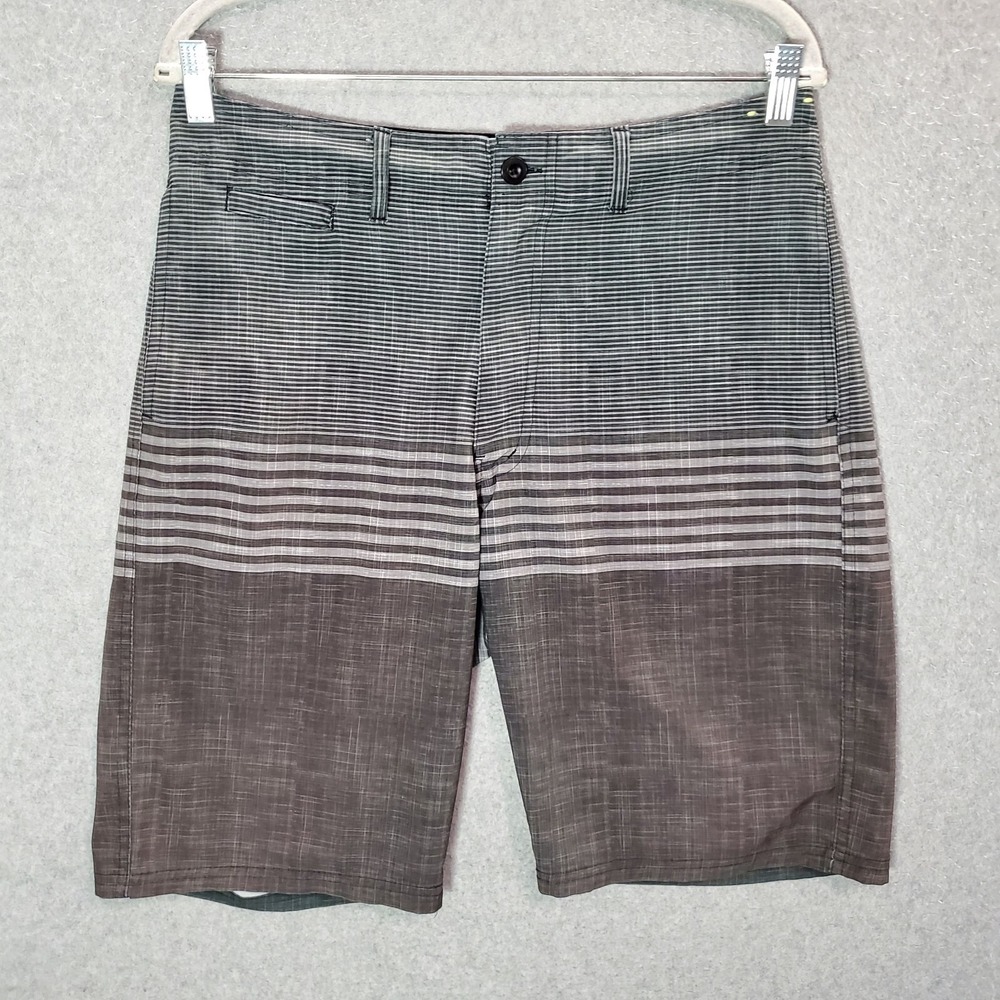 Ocean Current Men Shorts 30 Gray Striped‎ Chino Pockets Polyester 10 in Inseam